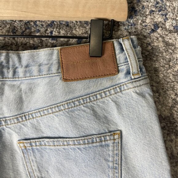 Zara Jeans Womens 10 Light Wash Distressed Straight Leg Raw Hem High Rise - Picture 7 of 11